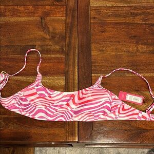Pink and Red Swirl Bikini Top. Brand new